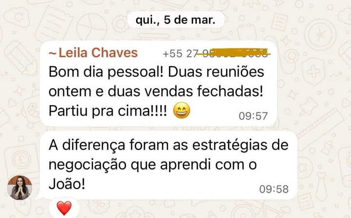 Depoimento de Leila Chaves no WhatsApp